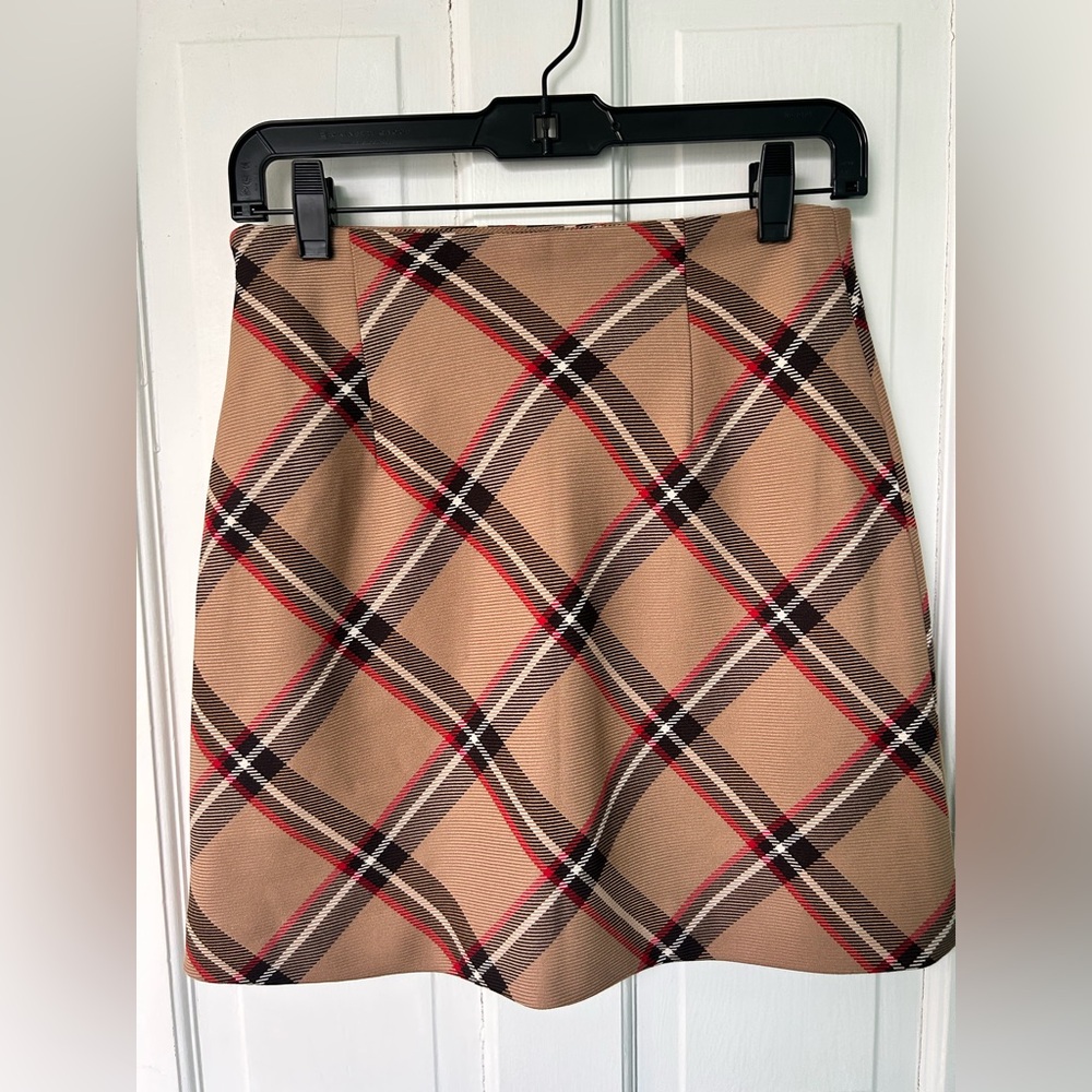 H&M Tan and Red Plaid Pencil Skirt - Picture 3 of 6
